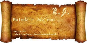 Molnár János névjegykártya